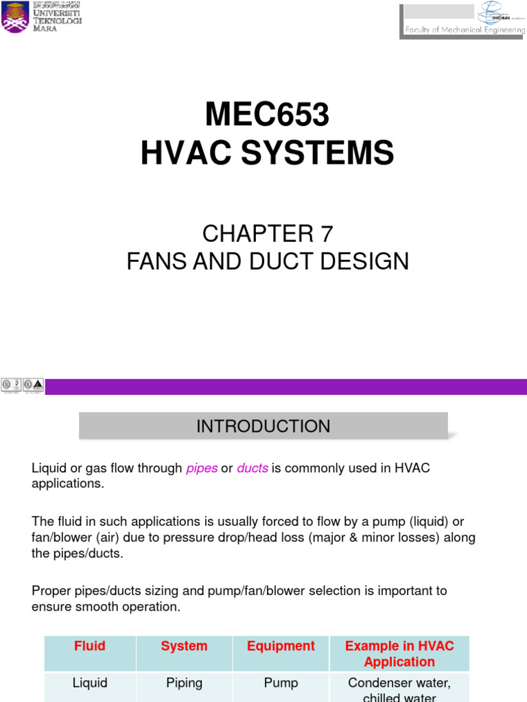 CH 07 - Fans & Duct Design - Oct 2021 | PDF | Duct (Flow) | Fluid Dynamics
