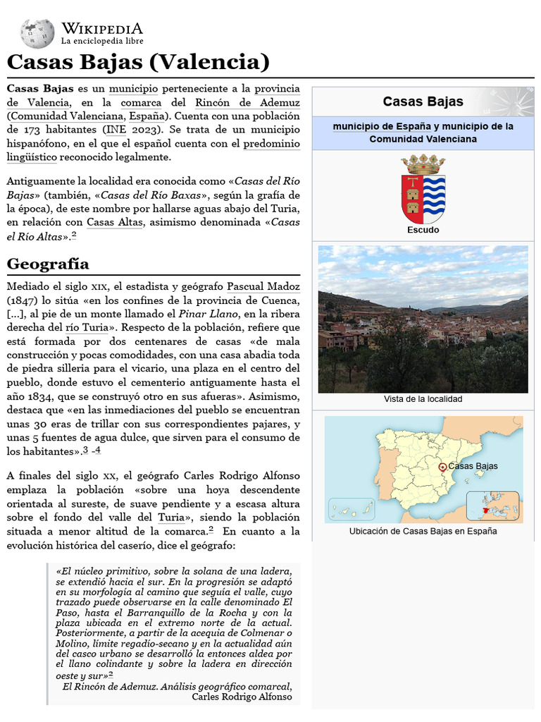 Casas Bajas (Valencia) Wikipedia, la enciclopedia libre PDF