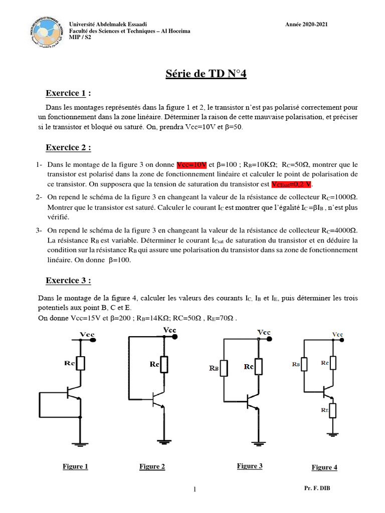 Analyse des Transistors Bipolaires | PDF | Transistor bipolaire ...