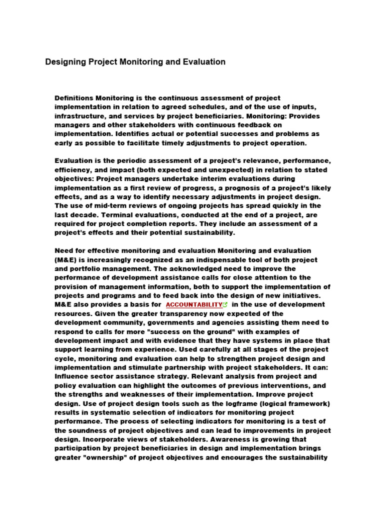 Designing Project Monitoring and Evaluation | PDF | Survey Methodology ...