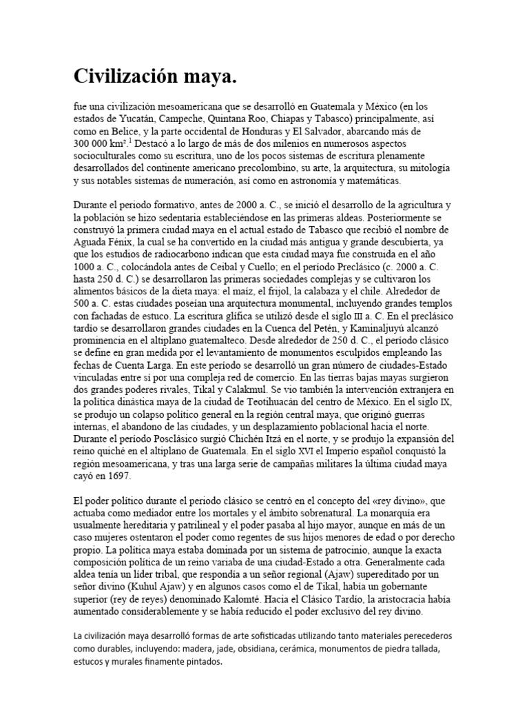 Civilización Maya | PDF | Civilización maya | Mesoamérica