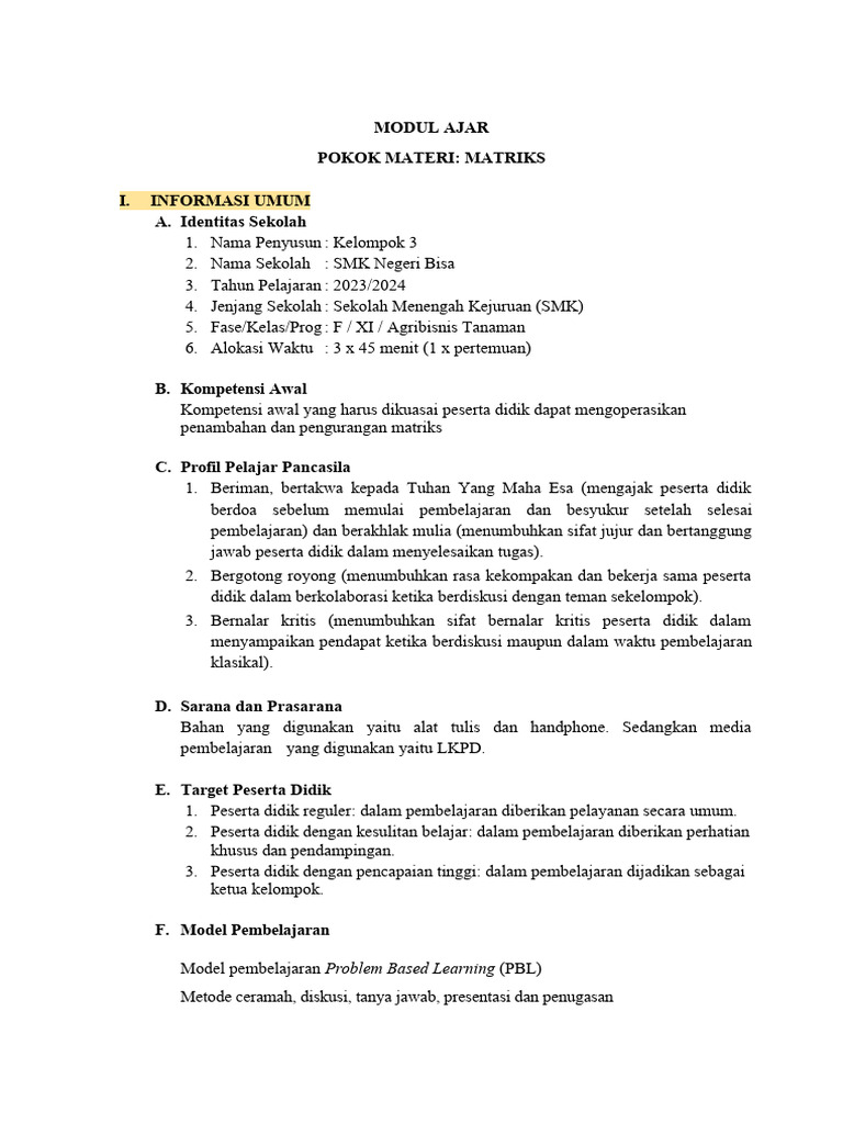 FIX - MA Matriks | PDF