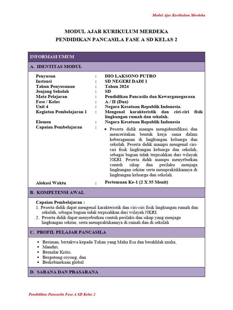 Modul Ajar Pendidikan Pancasila Kelas 2 | PDF | Kesehatan Holistik ...