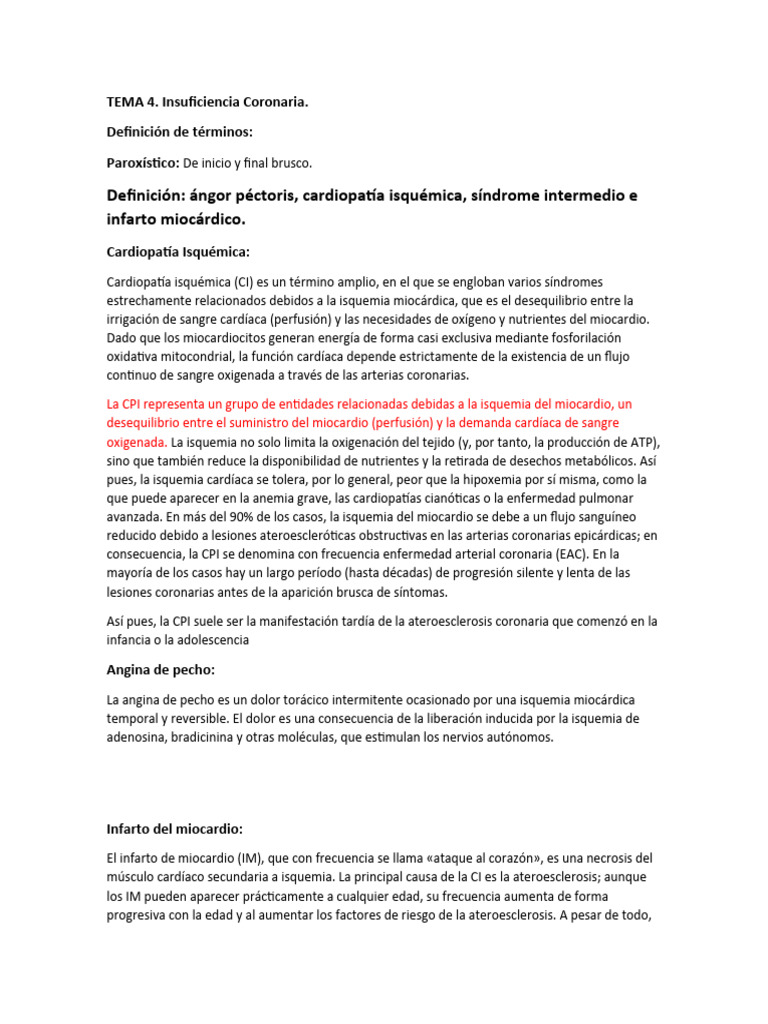 Insuficiencia Coronaria: Causas y Síntomas | PDF | Infarto de miocardio ...