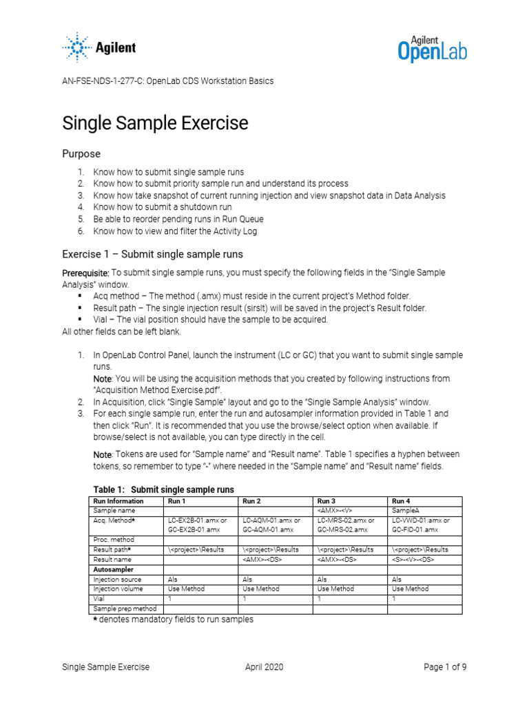 OpenLab CDS Single Sample Run Guide | PDF | Computing | Software