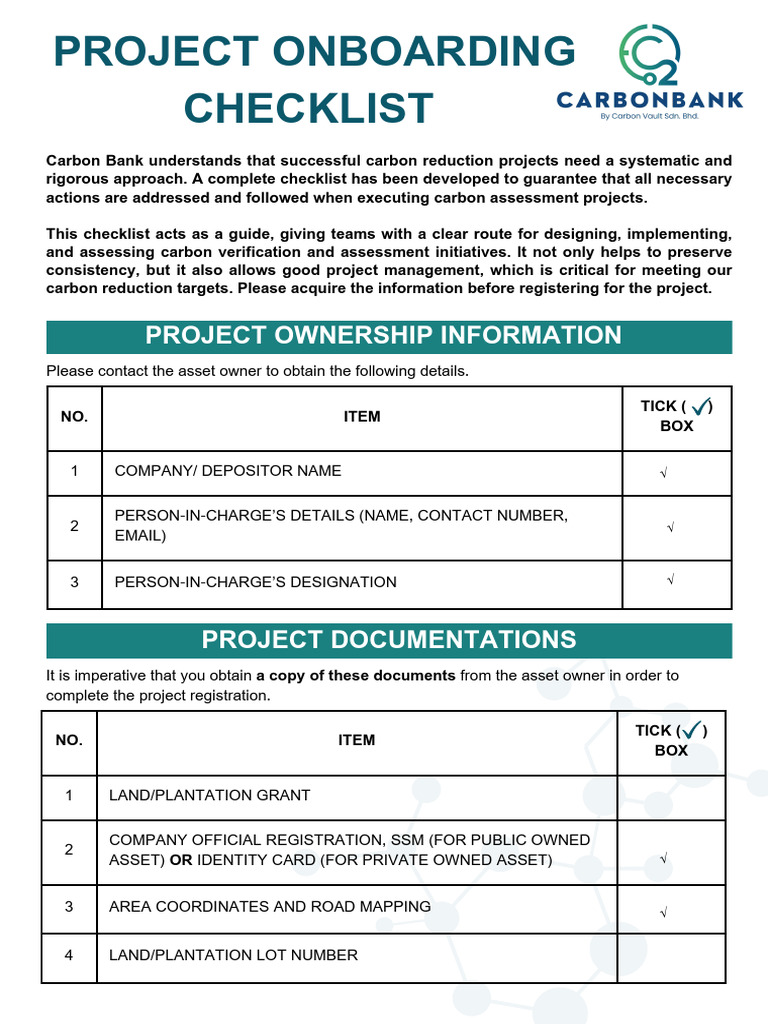 PROJECT ONBOARDING CHECKLIST v3 PDF PROJECT ONBOARDING CHECKLIST v3 PDF