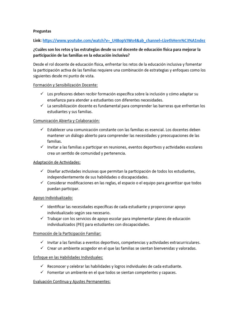 Estrategias Inclusivas en Educación Física | PDF | Maestros | Escuelas
