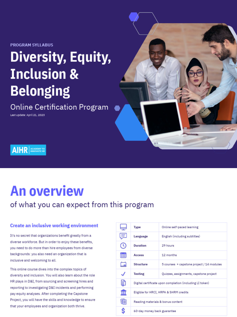 Diversity Equity Inclusion Belonging Certificate Program Syllabus AIHR ...