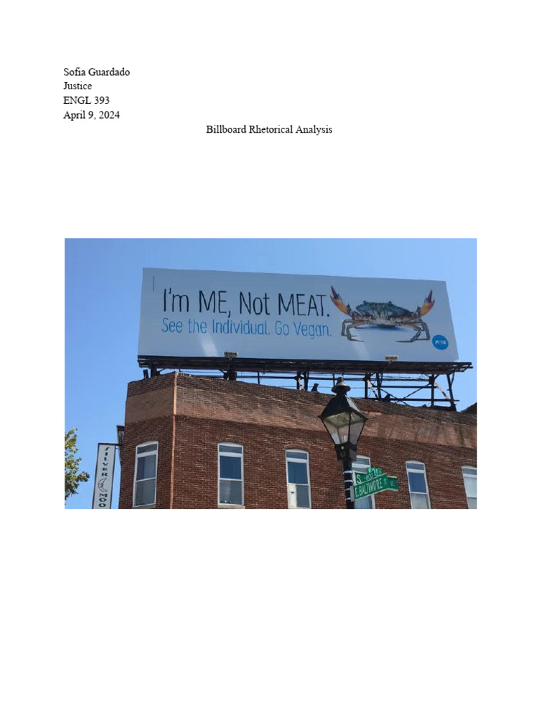PETA Billboard Rhetorical Analysis in Baltimore | PDF | People For The ...