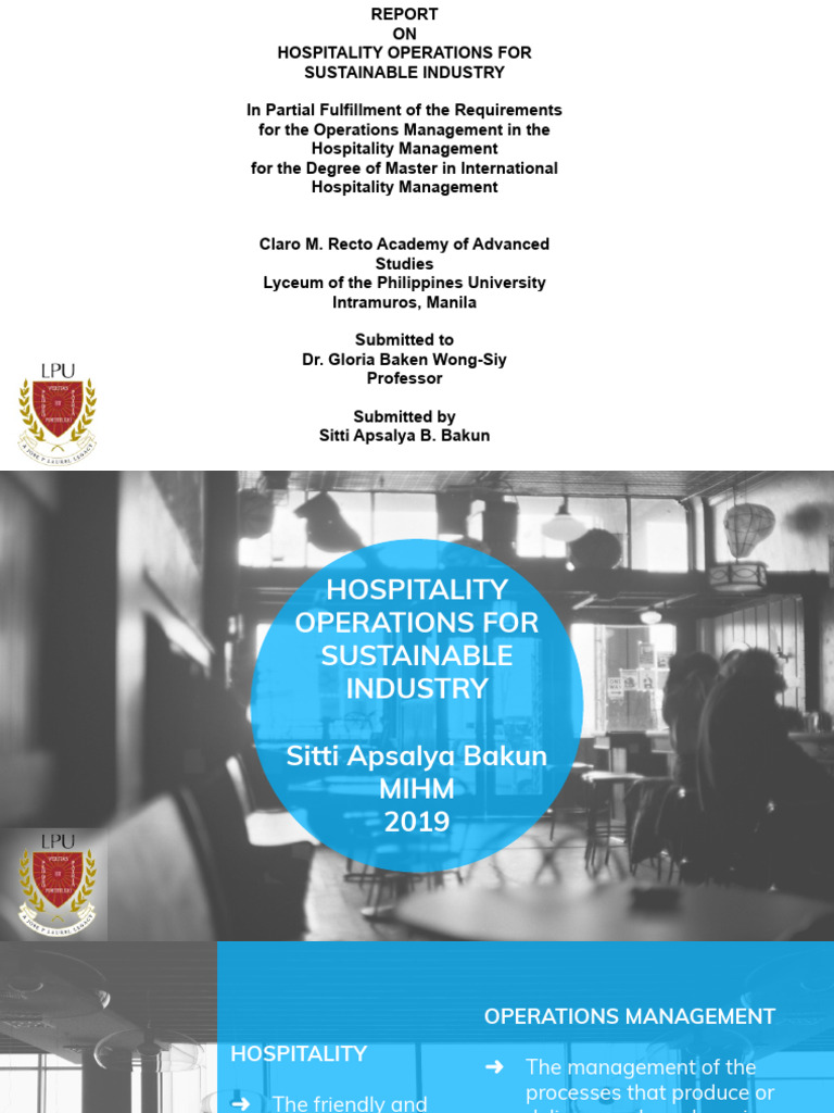 Hospitality operations pdf menu forecasting