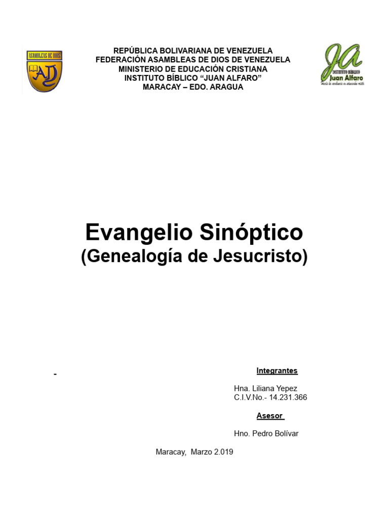 Genealogía De Jesús Pdf Evangelio De Mateo Jesús