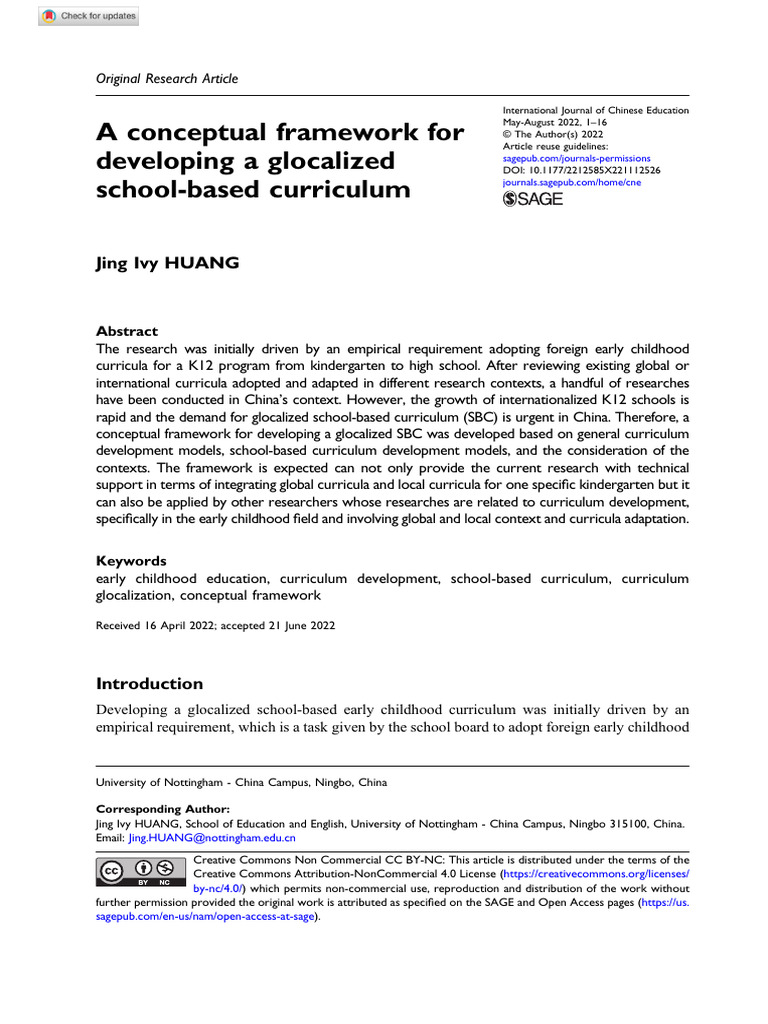 A Conceptual Framework For Developing A Glocalized | PDF | Curriculum ...