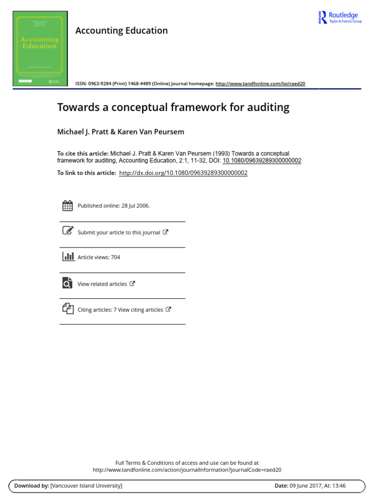 Pratt Van Peursem Conceptual FW Article | PDF | Audit | Auditor's Report