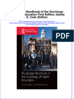 Ebook Routledge Handbook of The Sociology of Higher Education First Edition James E Cote Editor Online PDF All Chapter