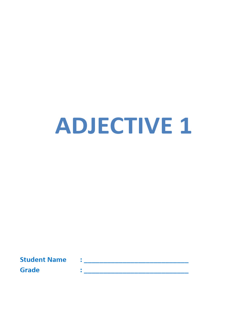 Adjectives 1 Pdf Adjective Semantics