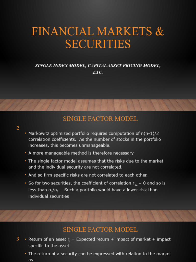 Understanding Single Index Model in Finance | PDF | Capital Asset ...