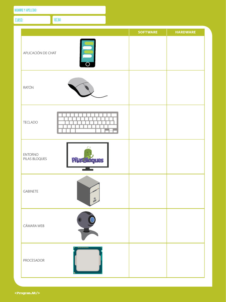 Componentes de Hardware y Software | PDF | Juegos y actividades