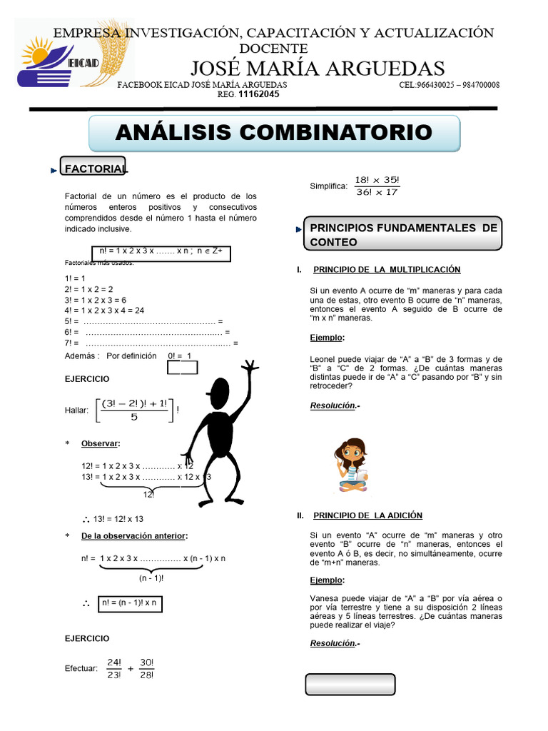 Análisis Combinatorio y Ejercicios | PDF | Permutación | Combinatoria