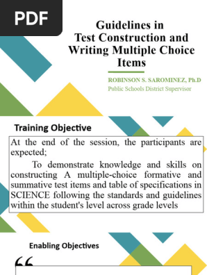 TOS Multiple Choice Test Guidelines Sarominez