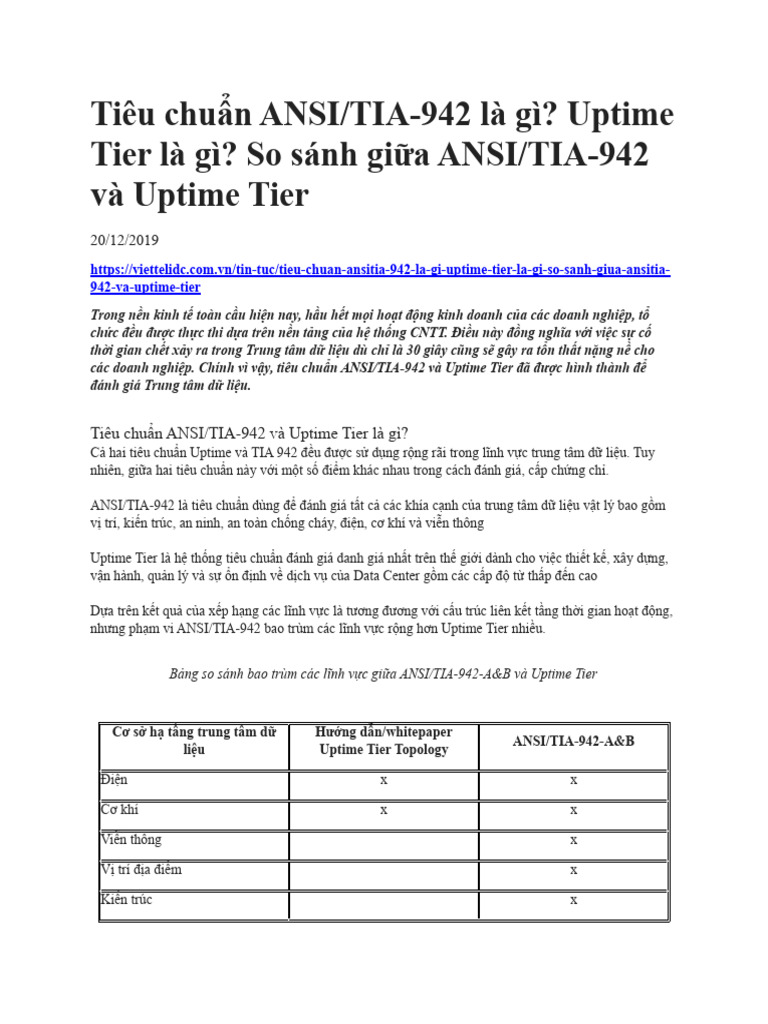Bang So Sanh Tieu Chuan Tia Vs Uptime Pdf