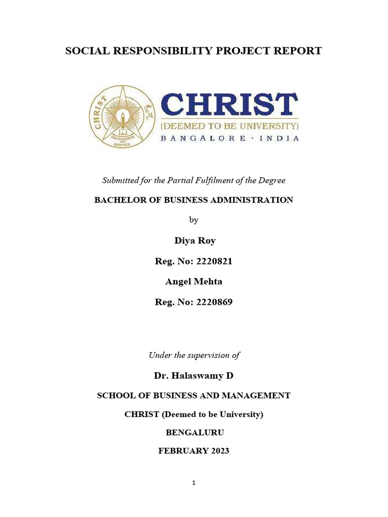 Social Responsibility Project Report | PDF | Corporate Social ...
