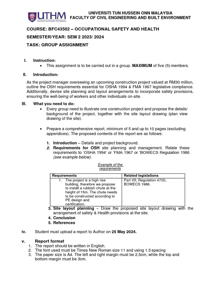 OSH Compliance in Construction Projects | PDF | Occupational Safety And ...