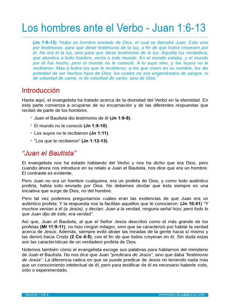 Los Hombres Ante El Verbo | PDF | Jesús | Juan el apóstol