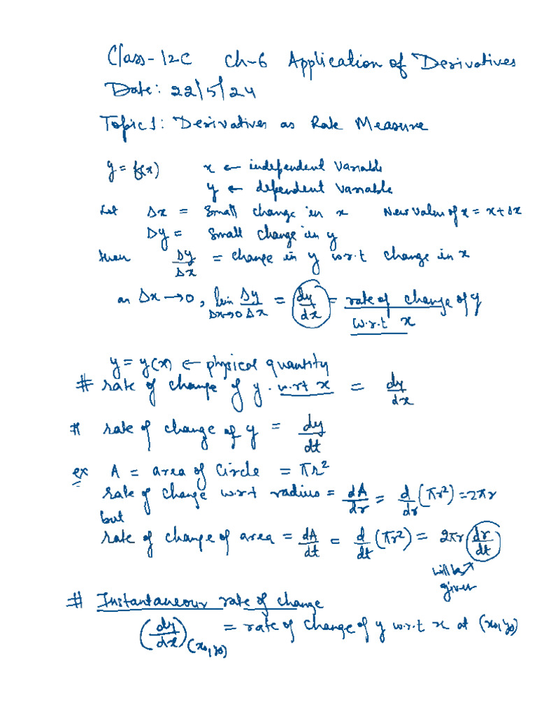 Class 12 maths CH-6 TODAY'S NOTES | PDF