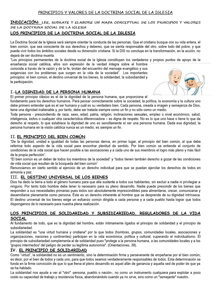 Principios y Valores de La Doctrina Social de La Iglesia | PDF ...