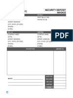 Security Deposit Invoice Template