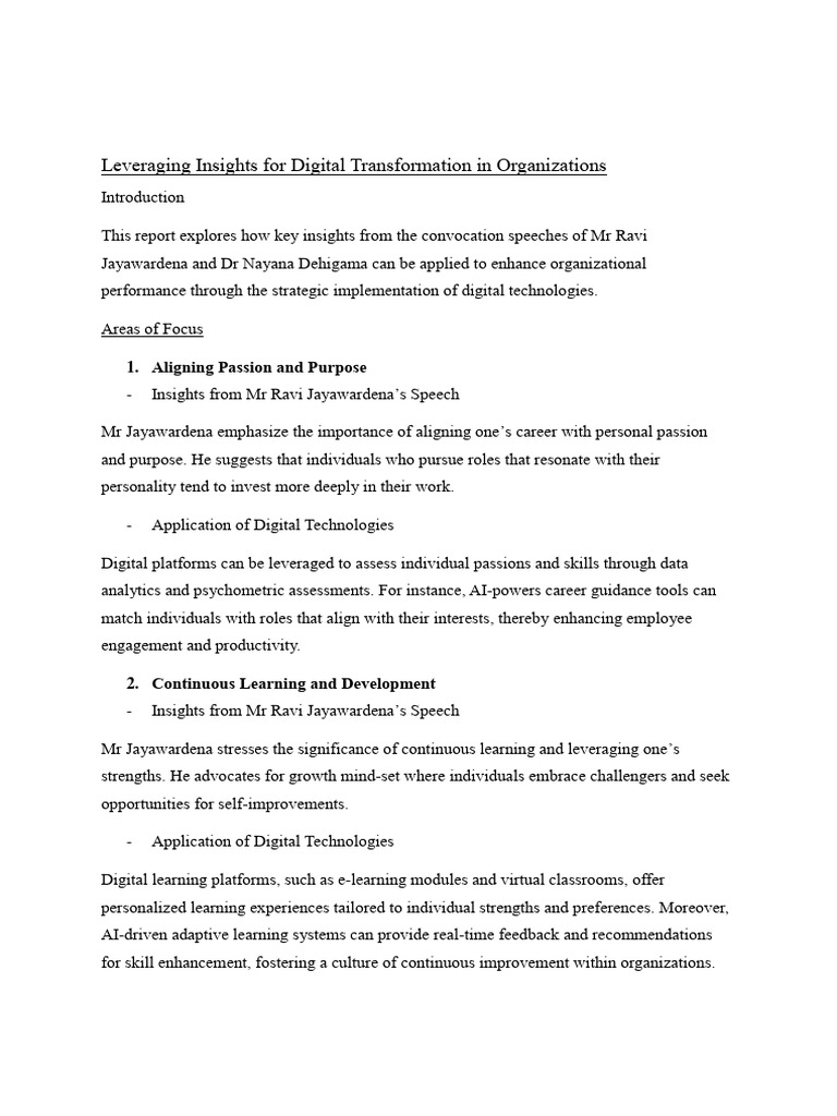 Digital Transformation Insights for Organizations | PDF | Learning ...