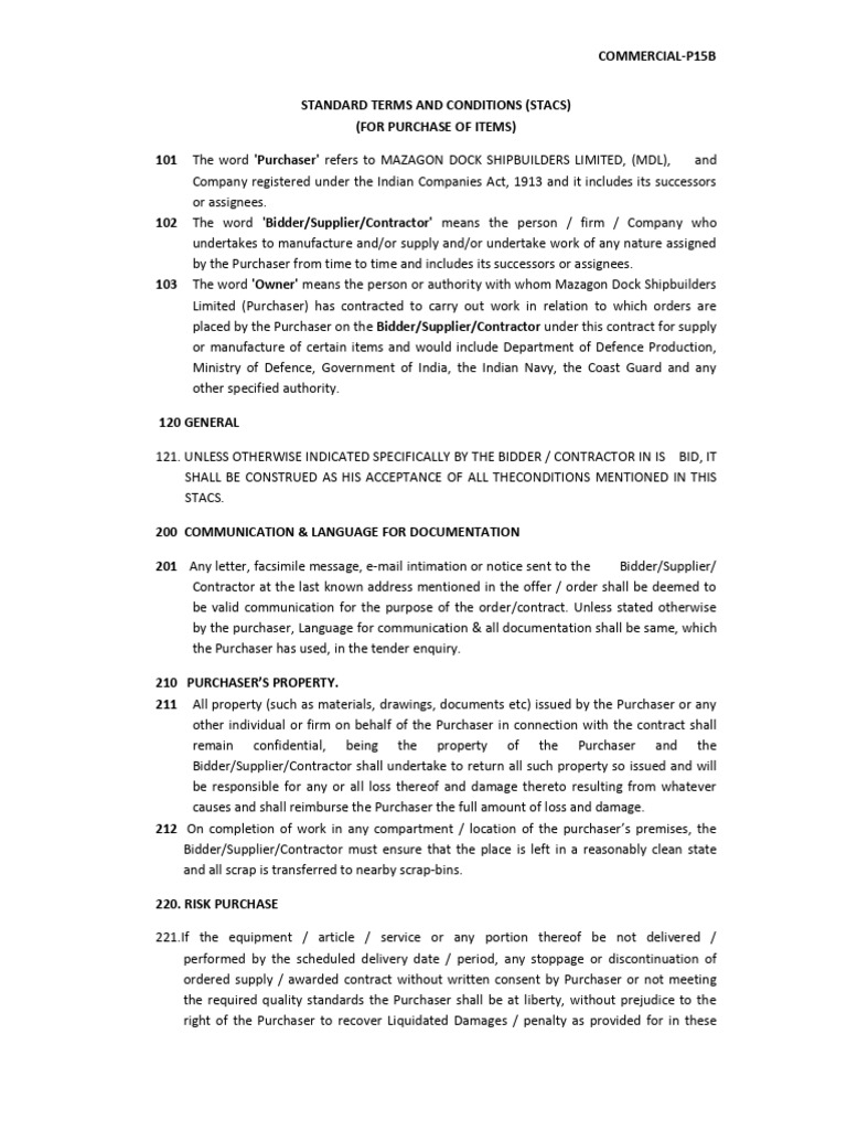 Ifta Standard Terms