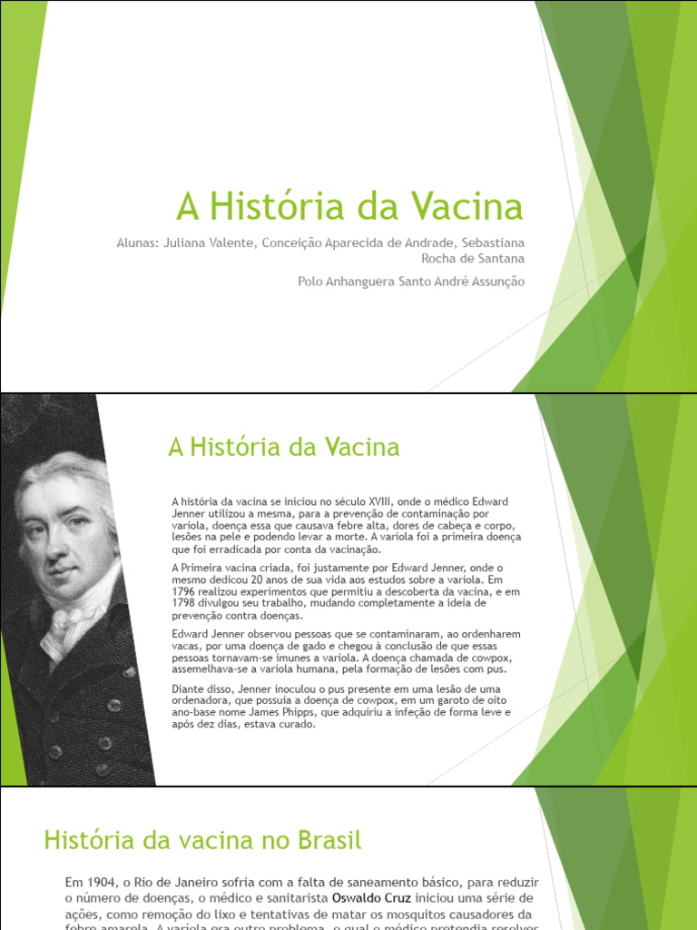 Apresentação Historia Da Vacina | PDF | Vacinas | Varíola