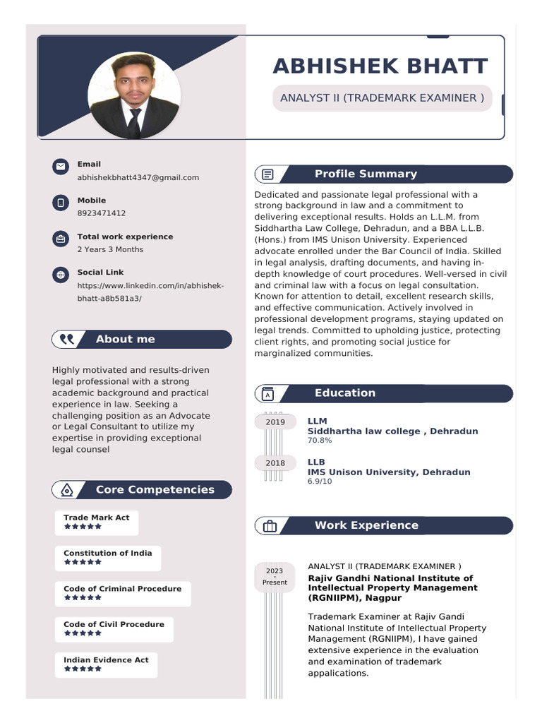 Abhishek Bhatt New CV1 | PDF | Advocate | Justice