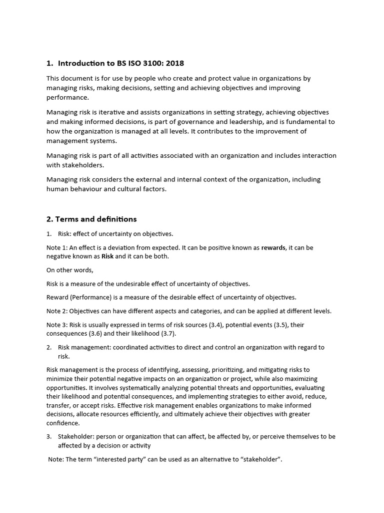 Understanding The ISO 31000 PDF Risk Management Risk