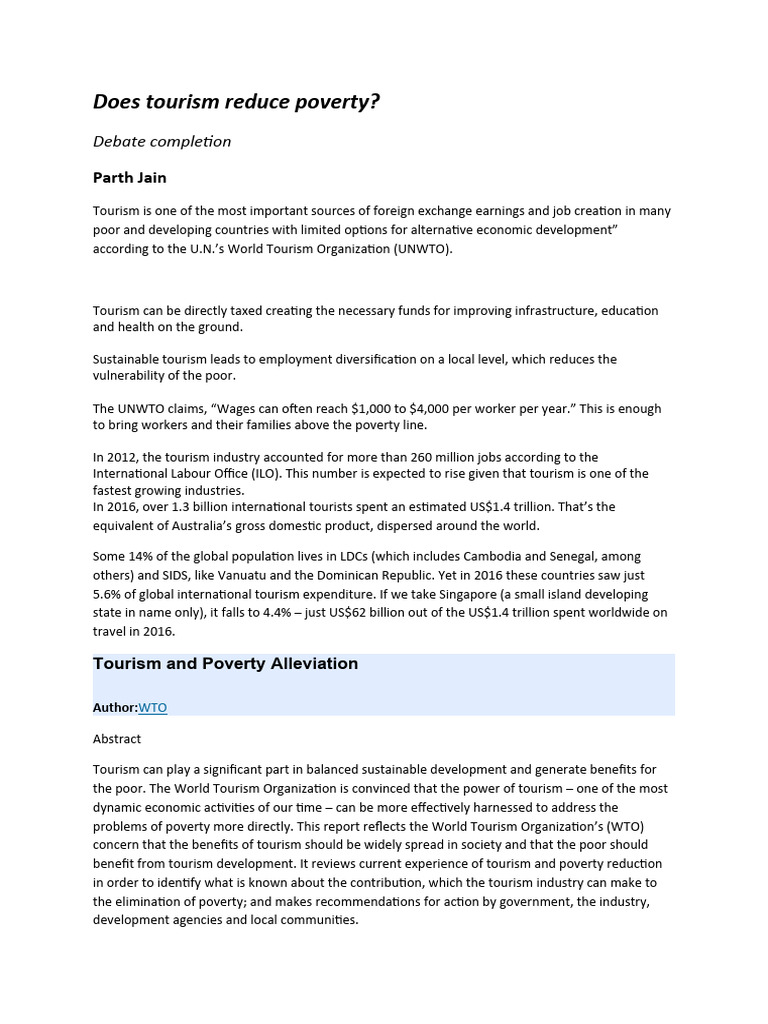Tourism's Role in Poverty Reduction | PDF
