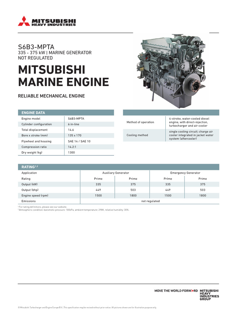 Mitsubishi Marine Engine - S6B3-MPTA (Marine Generator) | PDF | Engines ...