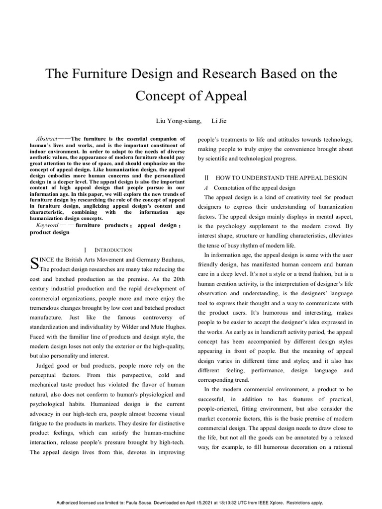 Appeal Design in Modern Furniture | PDF | Design | Concept