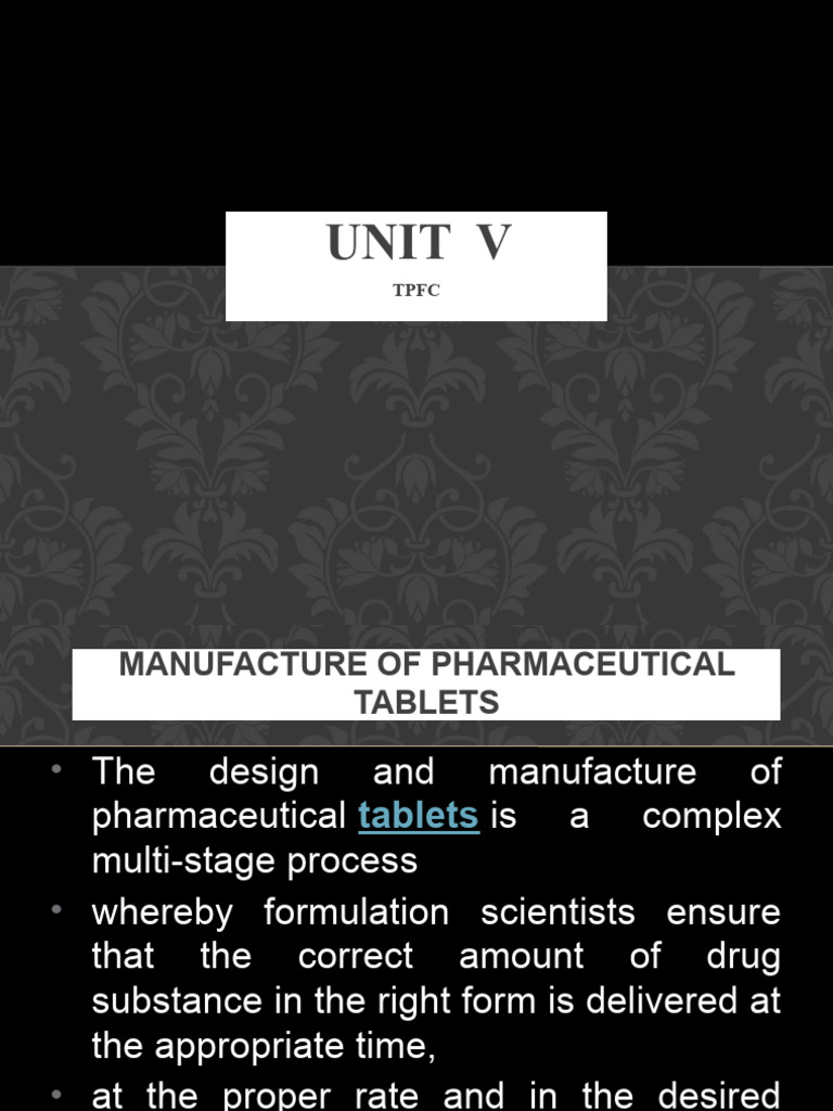 Pharmaceutical Tablet Manufacturing Process | PDF | Tablet (Pharmacy ...