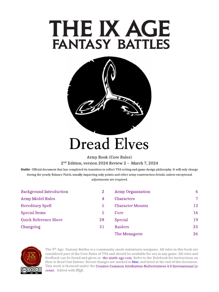 Dread Elves Army Book: Core Rules 2024 | PDF | Elf (Dungeons & Dragons ...