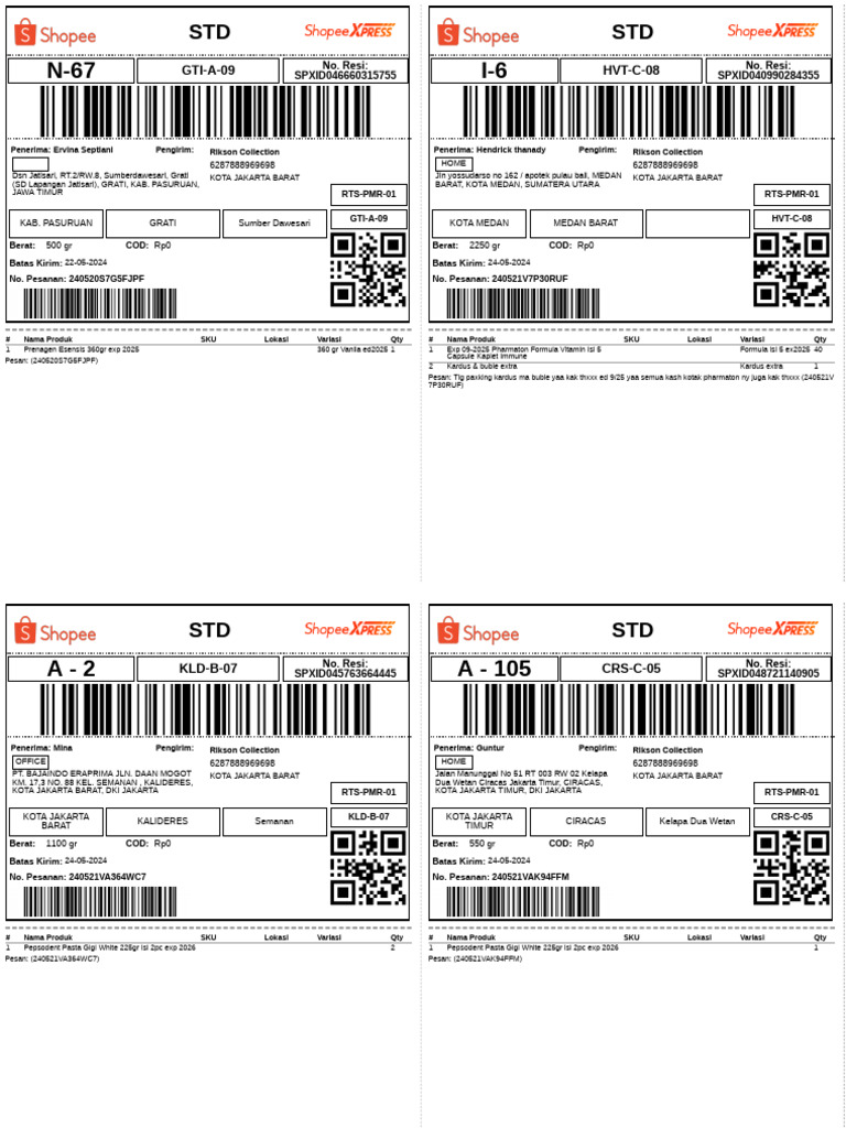 Label Pengiriman - Reguler - 37-6 | PDF