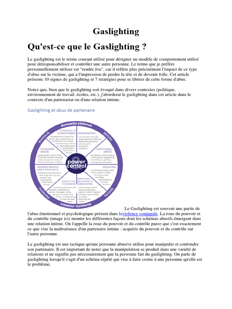 Comprendre le Gaslighting et ses Signes | PDF | Vérité | Sciences ...