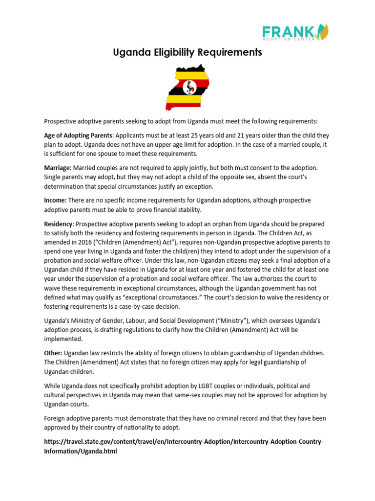 UgandaEligibilityRequirements PDF Adoption Uganda