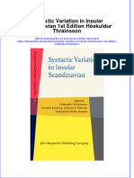 Syntactic Variation in Insular Scandinavian 1St Edition Hoskuldur Thrainsson Online Ebook Texxtbook Full Chapter PDF