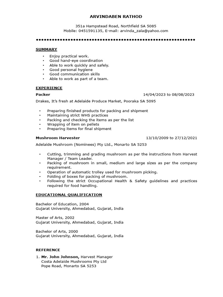 ADR - Resume | PDF | Career & Growth | Business