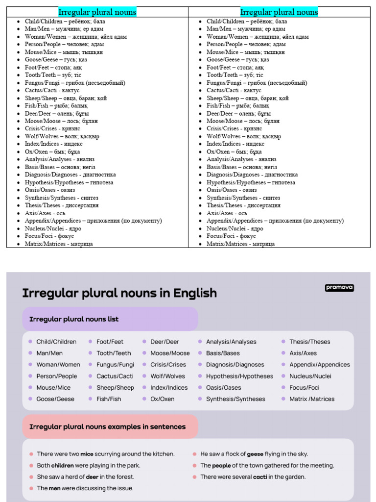 List of Irregular Plural Nouns | PDF