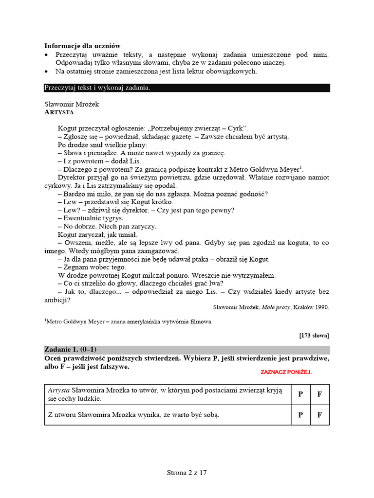 Powtórzenie Do Egzaminu ósmoklasisty Matematyka Pdf Artysta S. MROŻKA - Powtórzenie Do Egzaminu Ósmoklasisty. | PDF