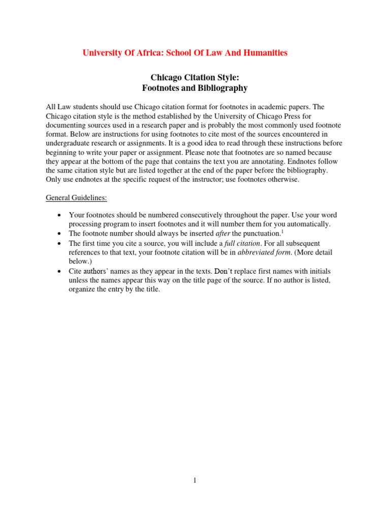 Chicago Referencing Guide for Law Students | PDF | Citation | Note ...
