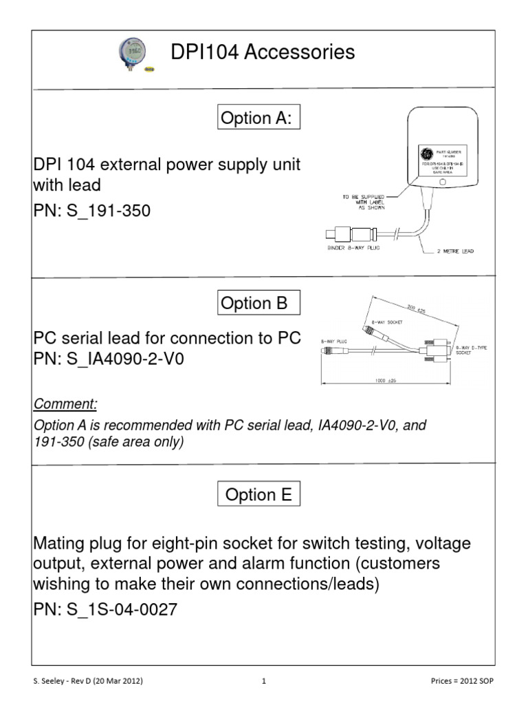 DPI104 Accessory Options Overview | PDF