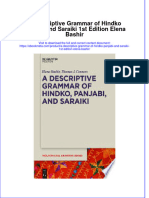 Full Ebook of A Descriptive Grammar of Hindko Panjabi and Saraiki 1St Edition Elena Bashir Online PDF All Chapter